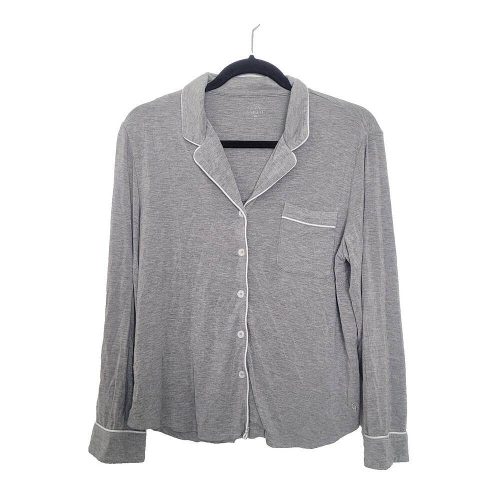 Cozy Earth Womens Long Sleeve Bamboo Pajama Shirt Size XS Stretch Grey Lounge